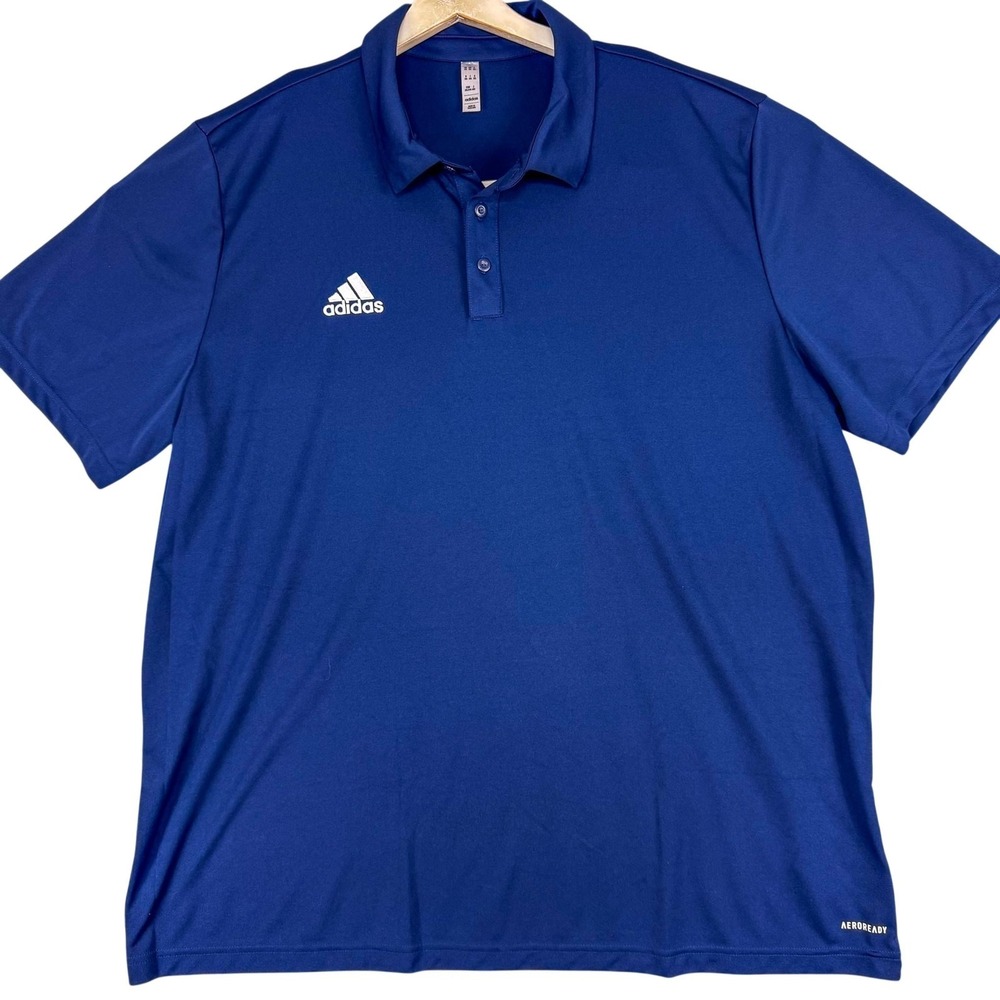 Adidas AEROREADY Polo Shirt Mens 2XL Blue Solid Golf Performance Casual Top